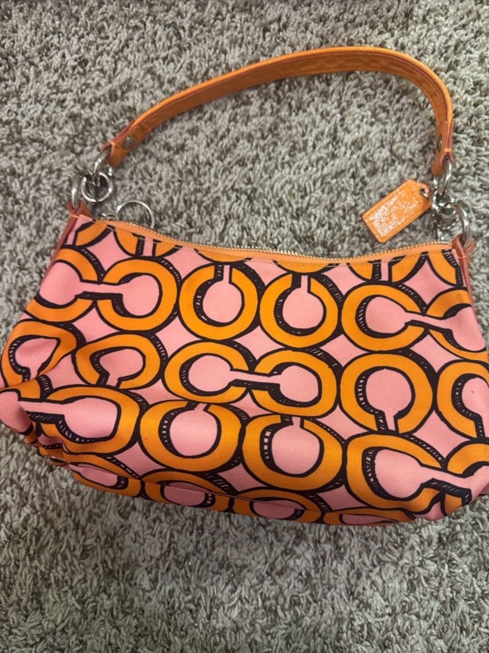 Coach Poppy Groovy Shoulder Bag Pink Orange Pop Art Melon C’s Y2K - Picture 10 of 16